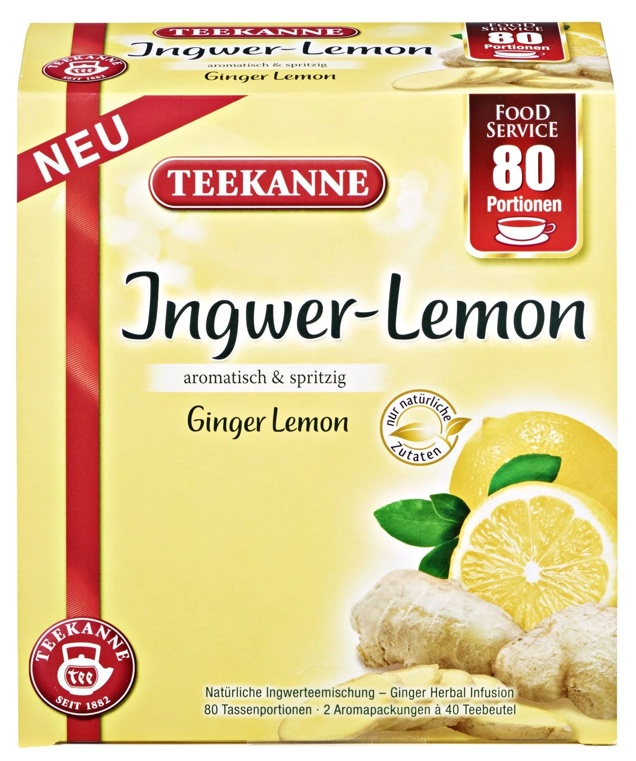 Teekanne Früchtetee Ingwer Lemon Food Service 80 Teebeutel (120g) 1 Teekanne Früchtetee Ingwer Lemon Food Service 80 Teebeutel (120g)