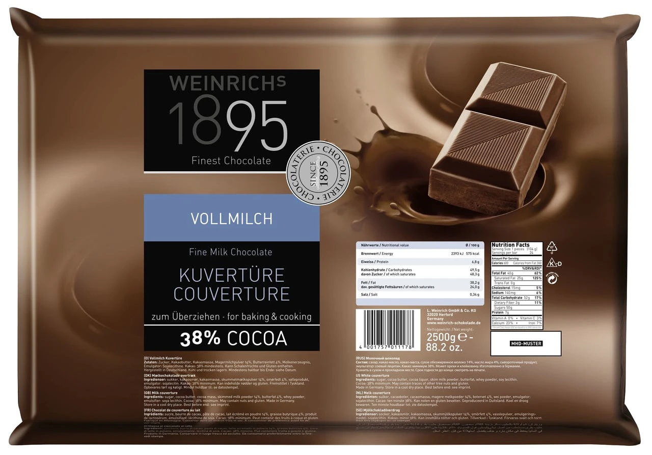 Weinrich Kuvertüre Edelbitter 70% Kakaogehalt (2,5 Kg) 2 Weinrich Kuvertüre Edelbitter 70% Kakaogehalt (2,5 Kg) – Bild 2