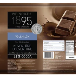 Weinrich Kuvertüre Vollmilch 38% Kakaogehalt (2,5 Kg)