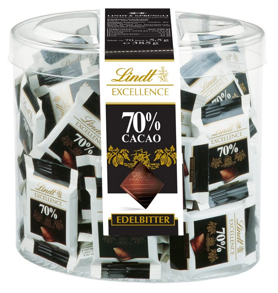 Lindt Excellence 70% Mini 70 Täfelchen X 5,5 G (385 G) 1 Lindt Excellence 70% Mini 70 Täfelchen X 5,5 G (385 G)