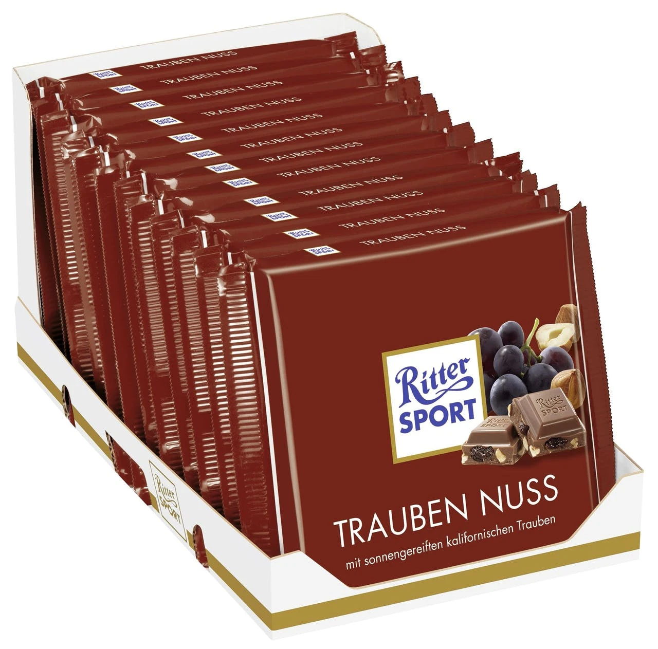 Ritter Sport Tafelschokolade Trauben Nuss 12 X 100 G (1,2 Kg) 1 Ritter Sport Tafelschokolade Trauben Nuss 12 X 100 G (1,2 Kg)