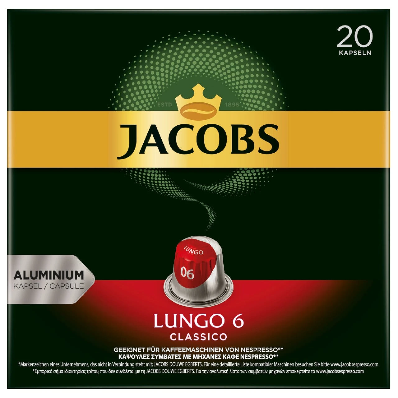 Jacobs Kaffeekapseln Lungo Classico 20 Kapseln (104 G) 1 Jacobs Kaffeekapseln Lungo Classico 20 Kapseln (104 G)